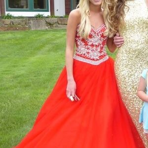 Scarlet red Jovani gown jeweled bodice size 2
